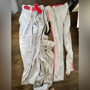 Nike Dri-Fit Baseball Pants and Wilson Baseball Pants Lot Set w 2 belts